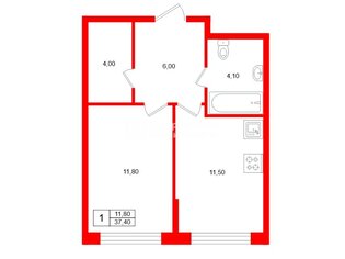 1-комн. кв. 37.4 м² 20/26 этаж