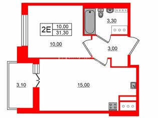  Квартира 31.1 кв.м. у метро Ломоносовская