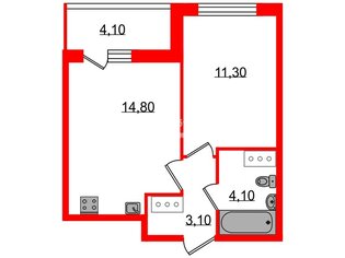 1-комн. кв. 33.3 м² 4/15 этаж
