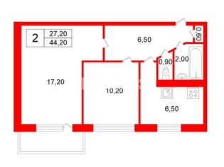 2-комн. кв. 44.2 м² 6/9 этаж