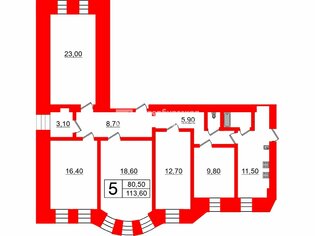 5-комн. кв. 113.6 м² 2/7 этаж