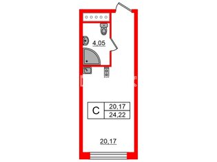 Студия 24.22 м² 9/14 этаж