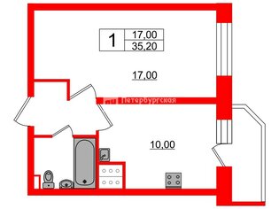 1-комн. кв. 35.2 м² 10/29 этаж