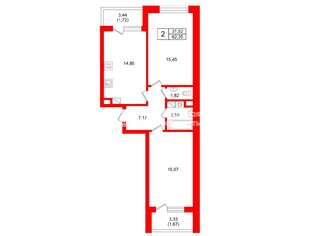 2-комн. кв. 62.35 м² 3/4 этаж