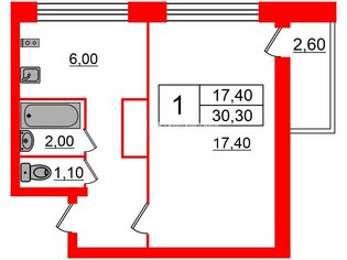 1-комн. кв. 30.3 м² 7/9 этаж