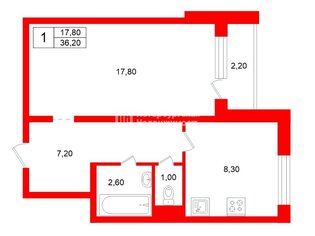 1-комн. кв. 36.2 м² 4/10 этаж