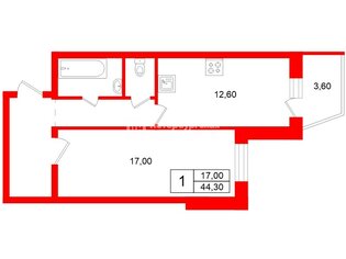  Квартира 44.3 кв.м.