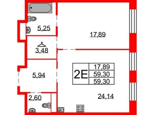 1-комн. кв. 59.3 м² 3/8 этаж