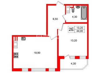 1-комн. кв. 44 м² 21/24 этаж