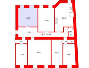 Комната 18.1 м² в 7-комн. кв. 3/5 этаж