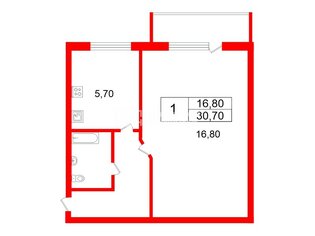 1-комн. кв. 30.7 м² 2/5 этаж