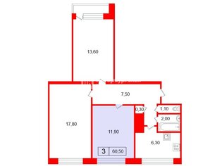 Комната 11.9 м² в 3-комн. кв. 4/9 этаж
