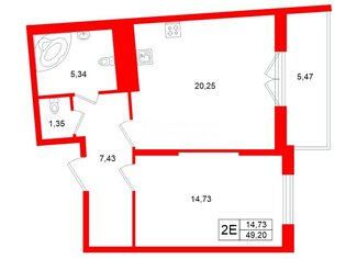 1-комн. кв. 49.2 м² 10/18 этаж