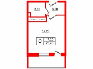 Студия 23.4 м² 8/14 этаж