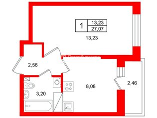 1-комн. кв. 27.07 м² 13/19 этаж