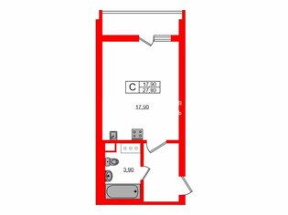 Студия 27.8 м² 7/12 этаж