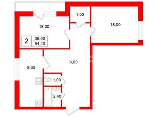 2-комн. кв. 54.4 м² 7/10 этаж
