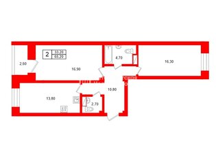 2-комн. кв. 65.2 м² 6/9 этаж