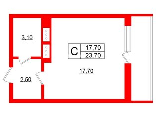 Студия 23.7 м² 20/25 этаж