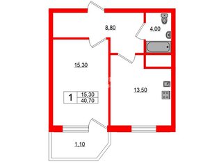 1-комн. кв. 40.7 м² 9/24 этаж