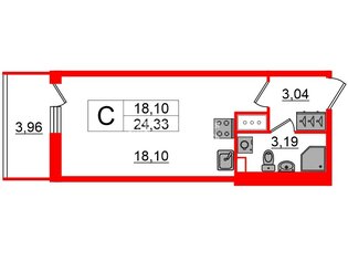 1-комн. кв. 24.3 м² 7/8 этаж