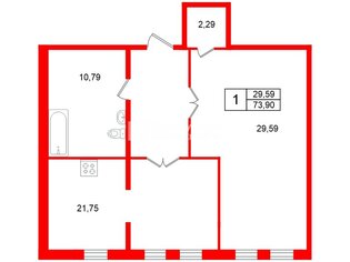  Квартира 73.9 кв.м.