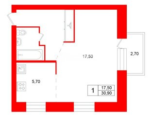 1-комн. кв. 30.9 м² 2/5 этаж