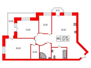 3-комн. кв. 127.7 м² 2/4 этаж