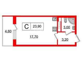  Студия 23.9 кв.м. у метро Московская