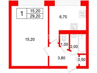 1-комн. кв. 29.2 м² 8/9 этаж