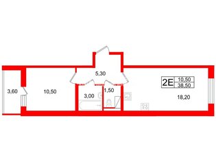 1-комн. кв. 38.5 м² 7/13 этаж
