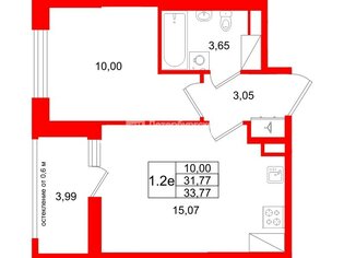 1-комн. кв. 31.77 м² 3/12 этаж