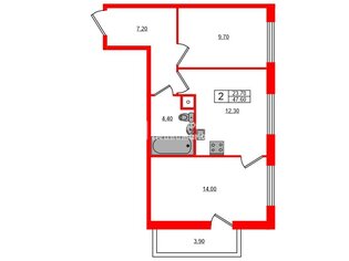 2-комн. кв. 47.6 м² 8/25 этаж