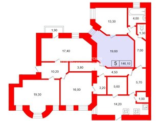 Комната 19.6 м² в 5-комн. кв. 6/6 этаж