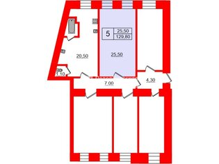 Комната 25.5 м² в 5-комн. кв. 5/5 этаж