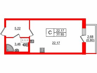 Студия 30.85 м² 25/25 этаж