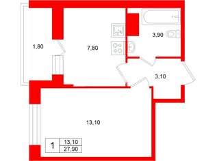 1-комн. кв. 27.9 м² 15/16 этаж