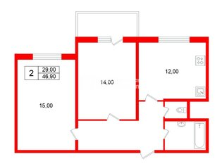 2-комн. кв. 46.9 м² 7/11 этаж