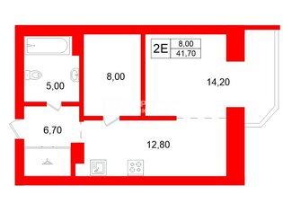 1-комн. кв. 41.7 м² 8/17 этаж