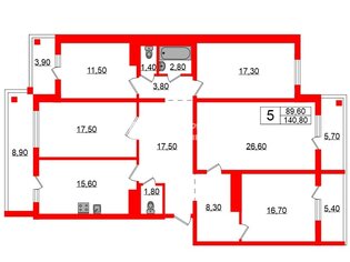 5-комн. кв. 140.8 м² 7/12 этаж