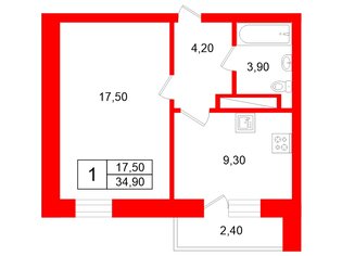 1-комн. кв. 34.9 м² 14/20 этаж