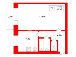 1-комн. кв. 31.3 м² 6/7 этаж