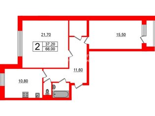 2-комн. кв. 66 м² 5/5 этаж