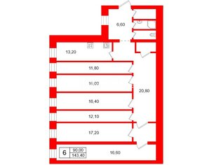 6-комн. кв. 143.4 м² 3/3 этаж