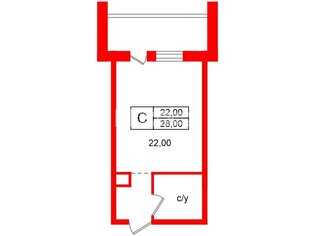 Студия 28 м² 16/16 этаж