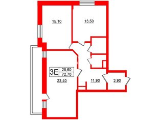 2-комн. кв. 72.7 м² 1/16 этаж