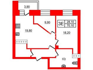 2-комн. кв. 70.1 м² 10/25 этаж