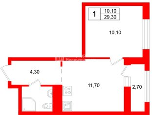 1-комн. кв. 29.3 м² 13/18 этаж