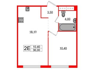 1-комн. кв. 36 м² 3/14 этаж