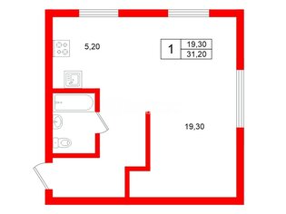 1-комн. кв. 31.2 м² 2/5 этаж